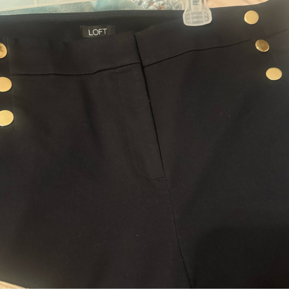 Loft Skinny dress pants, Black with Gold buttons